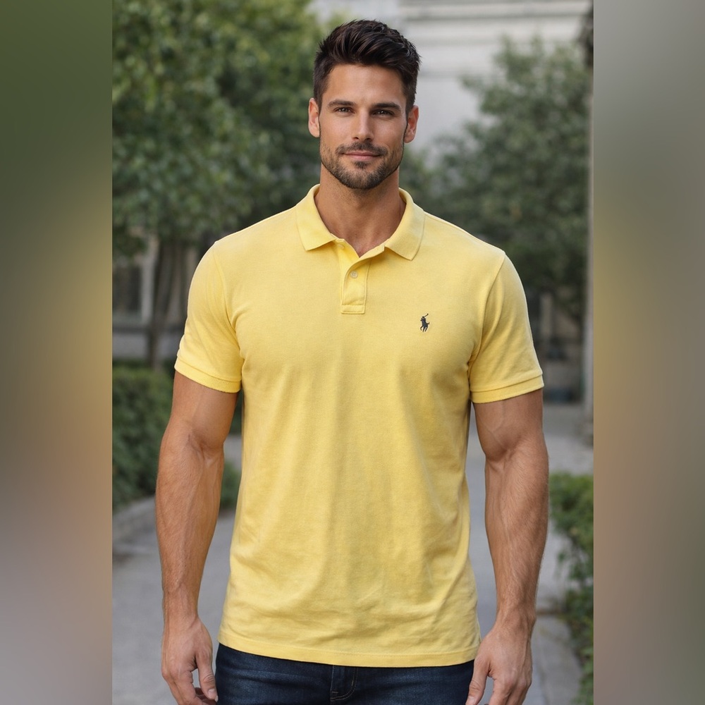 Ralph Lauren Polo Shirt Yellow Classic Fit Men’s XL Preppy Summer Staple